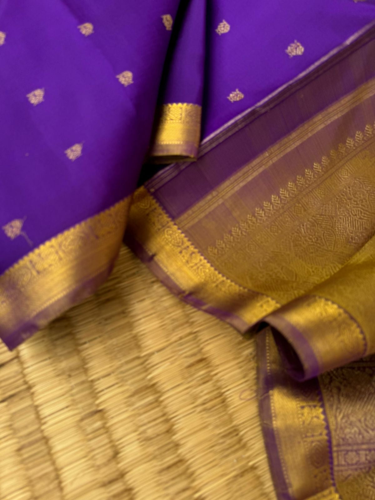 Shree - Stunning Small Border Kanchivarams - gorgeous violet and english tone