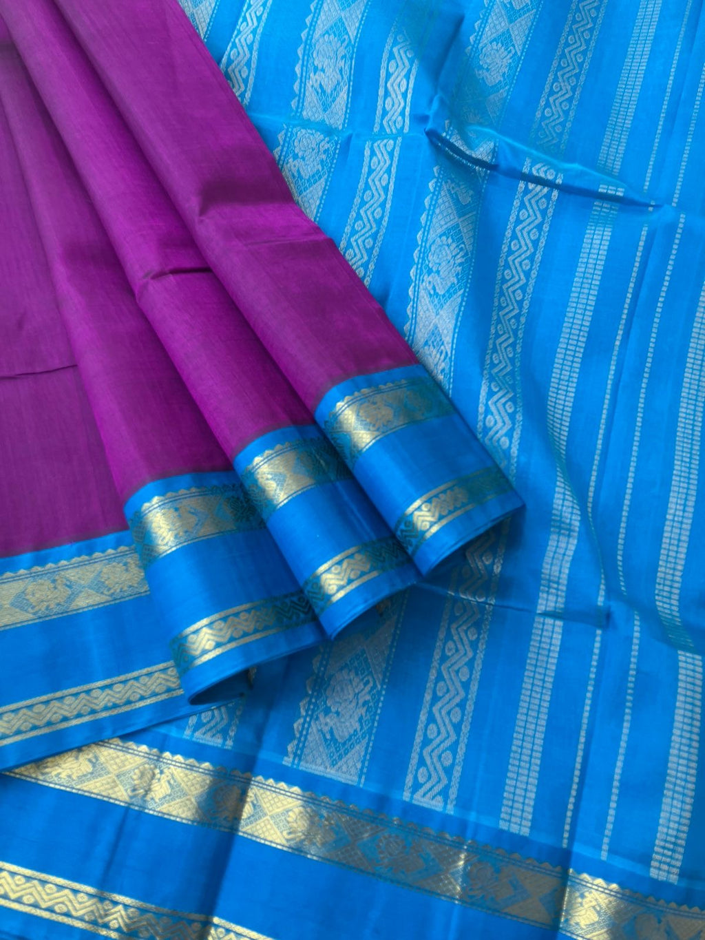 Korvai Silk Cotton - purple and blue