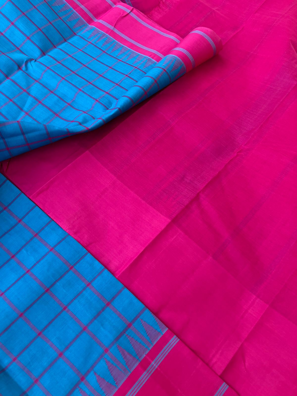 Signature Korvai Silk Cottons - sulphate blue and pink