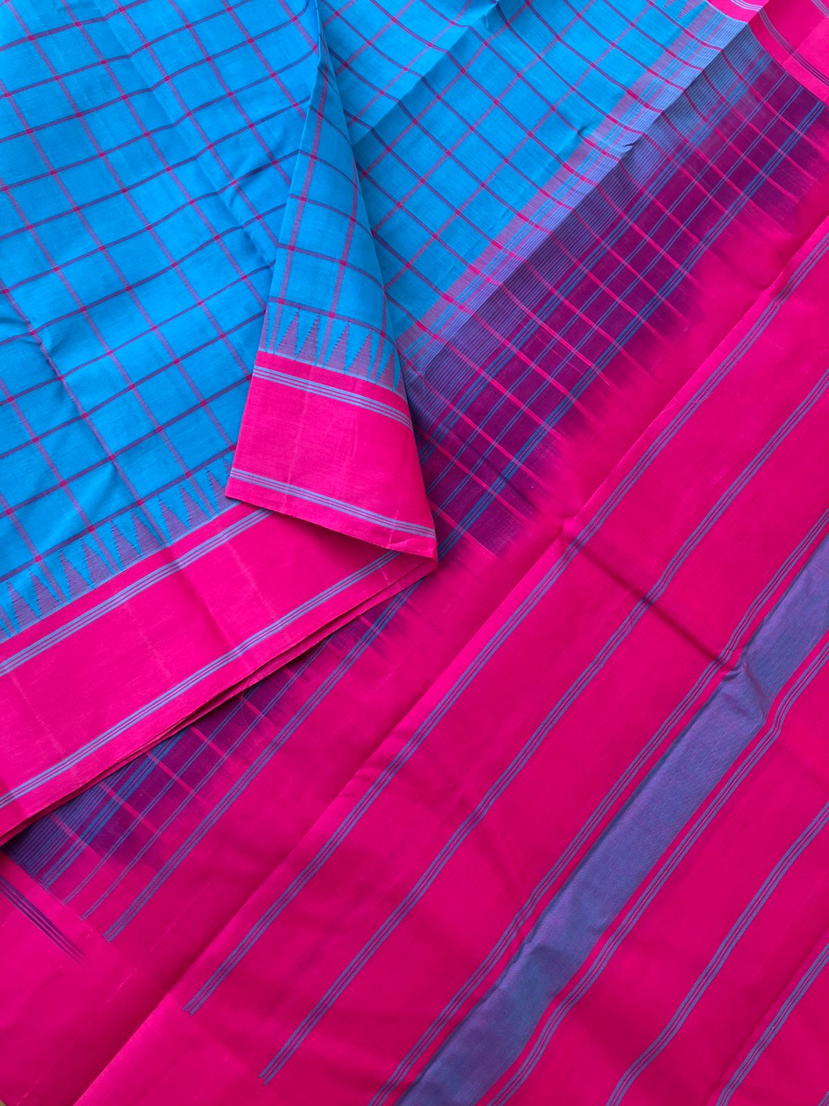 Signature Korvai Silk Cottons - sulphate blue and pink