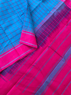 Signature Korvai Silk Cottons - sulphate blue and pink