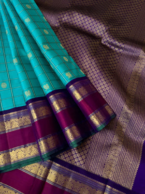 Connection Made By Korvai - stunning teal blue on blue saree with all vintage elements