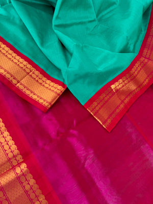 Korvai Silk Cotton - teal and pink