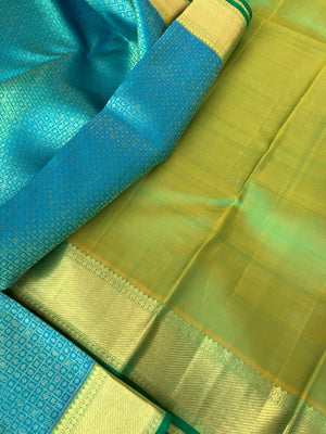 Seetha Kalayanam - The best of bridal Kanchivaram - the most gorgeous teal blue and green full body gold zari kanchivaram