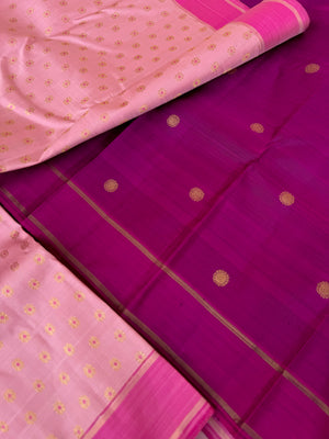 Meenakari - Our best selling one of a kind baby pink meenakari Kanchivaram with short woven pallu