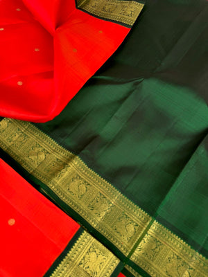 Connected by Korvais on Kanchivaram - the red and Meenakshi green is most lovely combination ever made