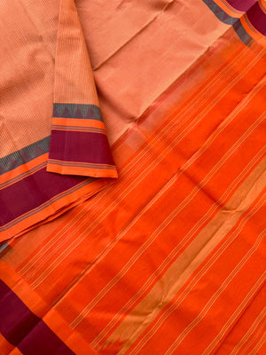 Signature Korvai Silk Cottons - creamy orange kasa kasa kattam