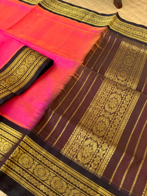 Korvai Silk Cotton - pink and brown