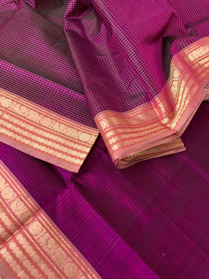 Zari Kissed Silk Cotton - gorgeous majentha purple Vairaoosi chex