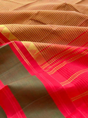 Signature Korvai Silk Cottons - rust and red kasa kasa kattam