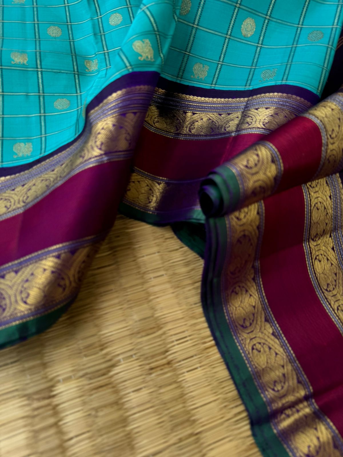 Connection Made By Korvai - stunning teal blue on blue saree with all vintage elements