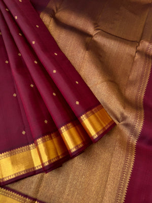 Swarnam - Stunning Solid Border Kanchivarams - the deep dark maroon and gold is absolutely super gorgeous traditional