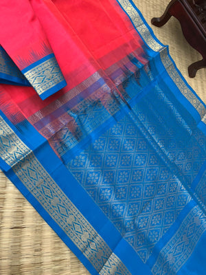 Korvai Silk Cotton - pink and blue