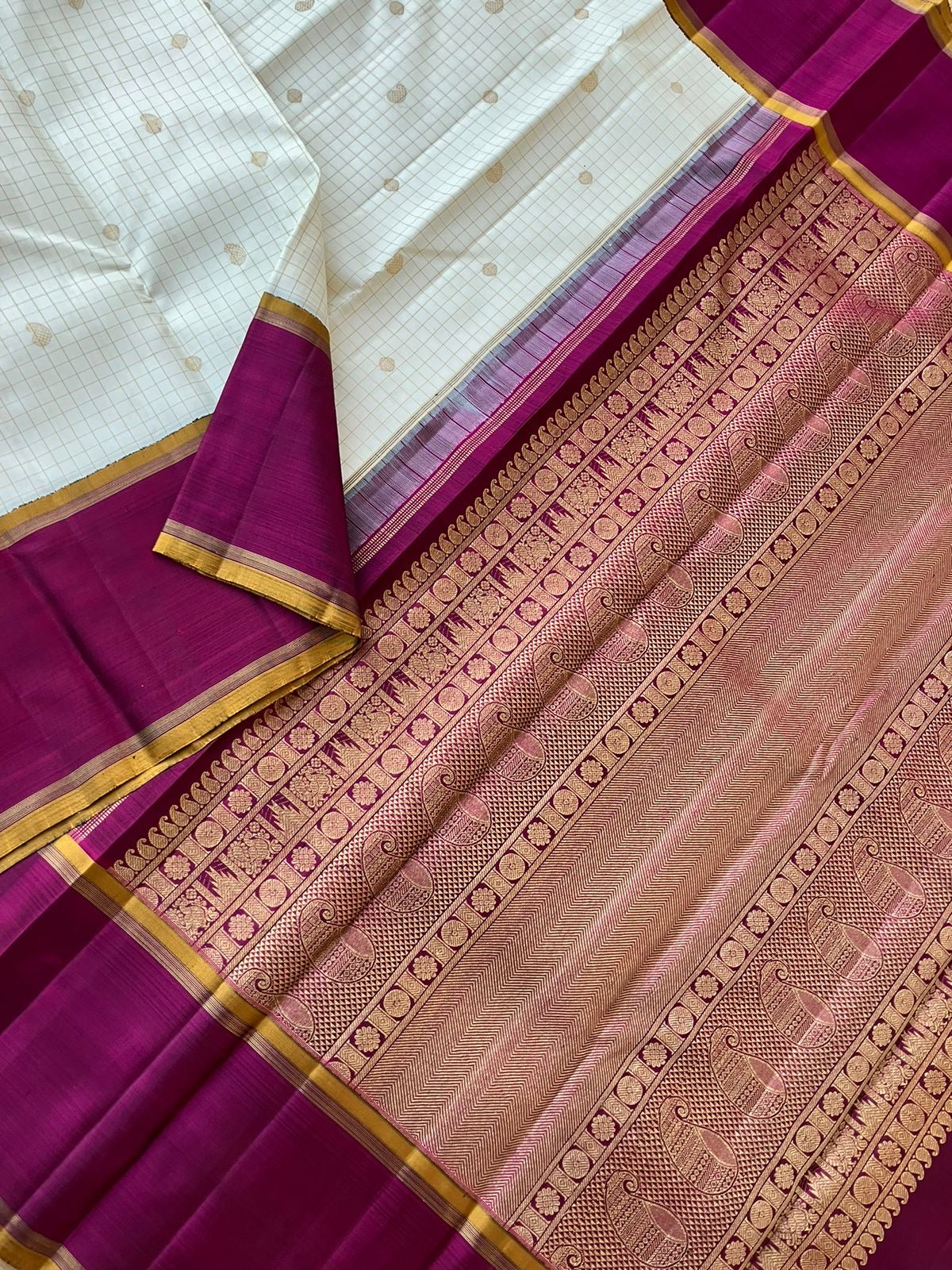 Myth of Kanchivaram - Lot of people Think Tall border Kanchivaram makes them look short but definitely not , saree won’t alter the height, it will give a absolutely different and unique look when it is draped for all people.