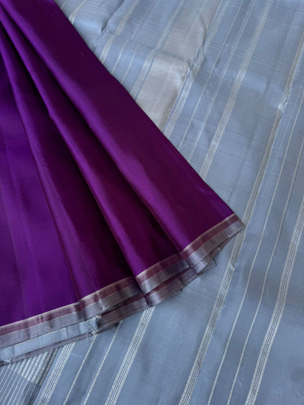 Bliss of Kanchivaram - stunning deep purple and silver grey