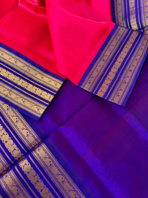 Korvai Silk Cotton - pink and ma blue