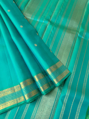 Pastel Ragas on Kanchivaram - stunning aqua blue green dual tone effect of Kanchivaram