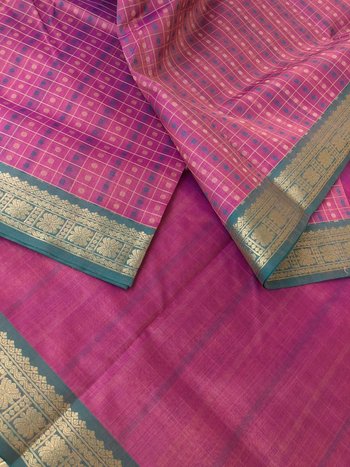 Woven Motifs Silk Cotton - unusual keva pink intricate 1000 rudurakasham buttas