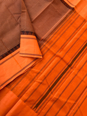 Signature Korvai Silk Cottons - rust orange kasa kasa kattam