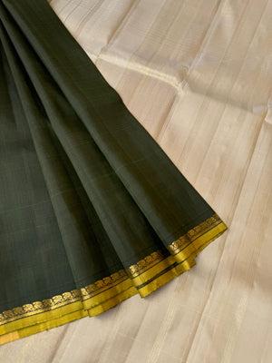 Album Untouched - deep dark army green and dusky ivory with smallest aadai woven borders