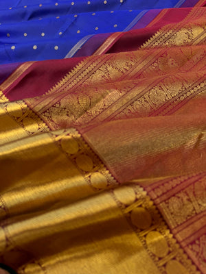 Meenakshi - Kanchivaram for Every Occasion - deep ms blue and maroon