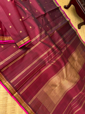 Shree - Stunning Small Border Kanchivarams - burgundy maroon and small borders