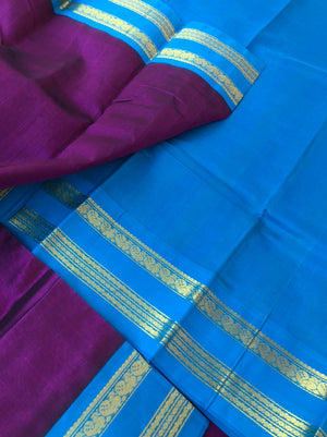 Korvai Silk Cotton - deep purple and sulphate blue