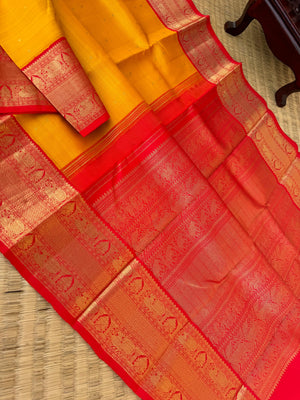 Tales of Korvais Kanchivaram - stunning traditional mustard and red