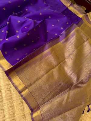 Shree - Stunning Small Border Kanchivarams - gorgeous violet and english tone