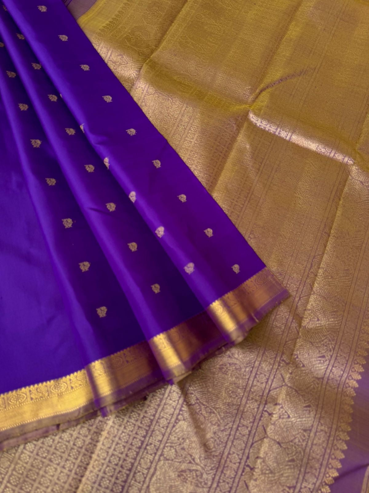 Shree - Stunning Small Border Kanchivarams - gorgeous violet and english tone