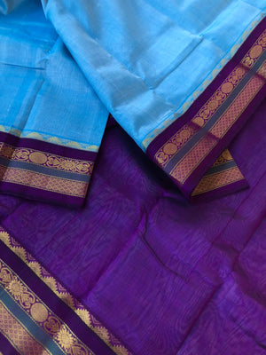Margazhi Vibrs on Korvai Silk Cotton - powder blue and violet
