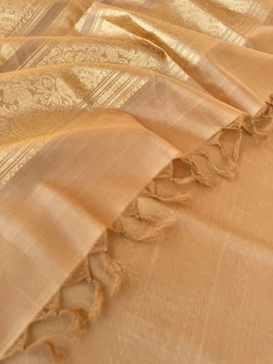 Zari Kissed Silk Cotton - golden sandal tone for people who love small borders