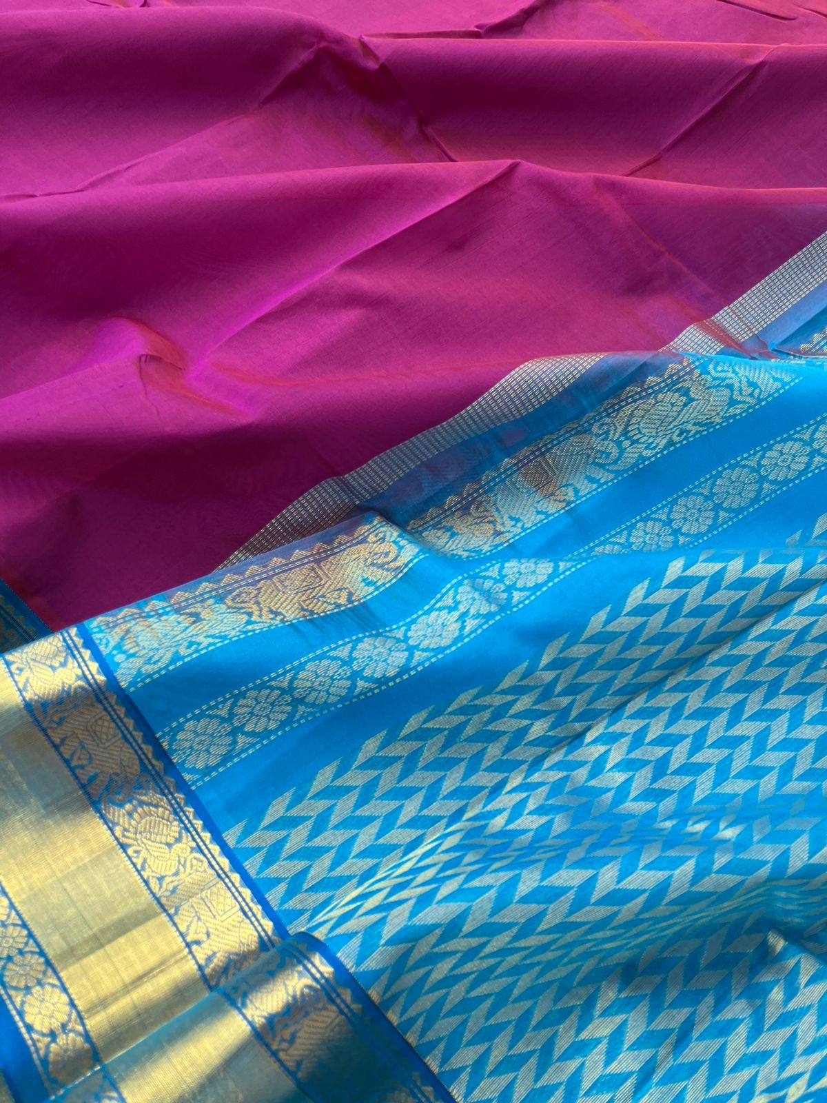 Korvai Silk Cotton - purple and blue