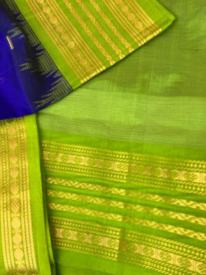 Korvai Silk Cotton - blue and apple green