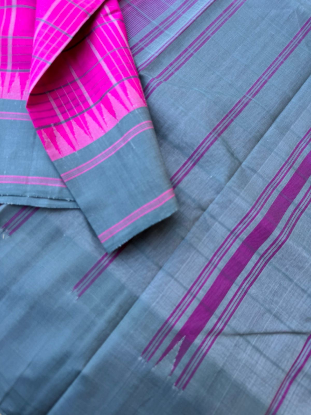 Signature Korvai Silk Cottons - rose pink and grey