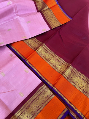 Tales of Korvais Kanchivaram - gorgeous pale dusky baby pink and burgundy