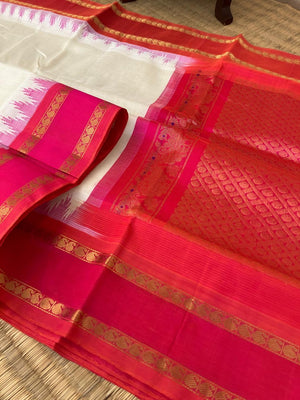 Korvai Silk Cotton - off white and pink