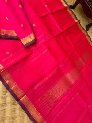 Shree - Stunning Small Border Kanchivarams - stunning hot pink