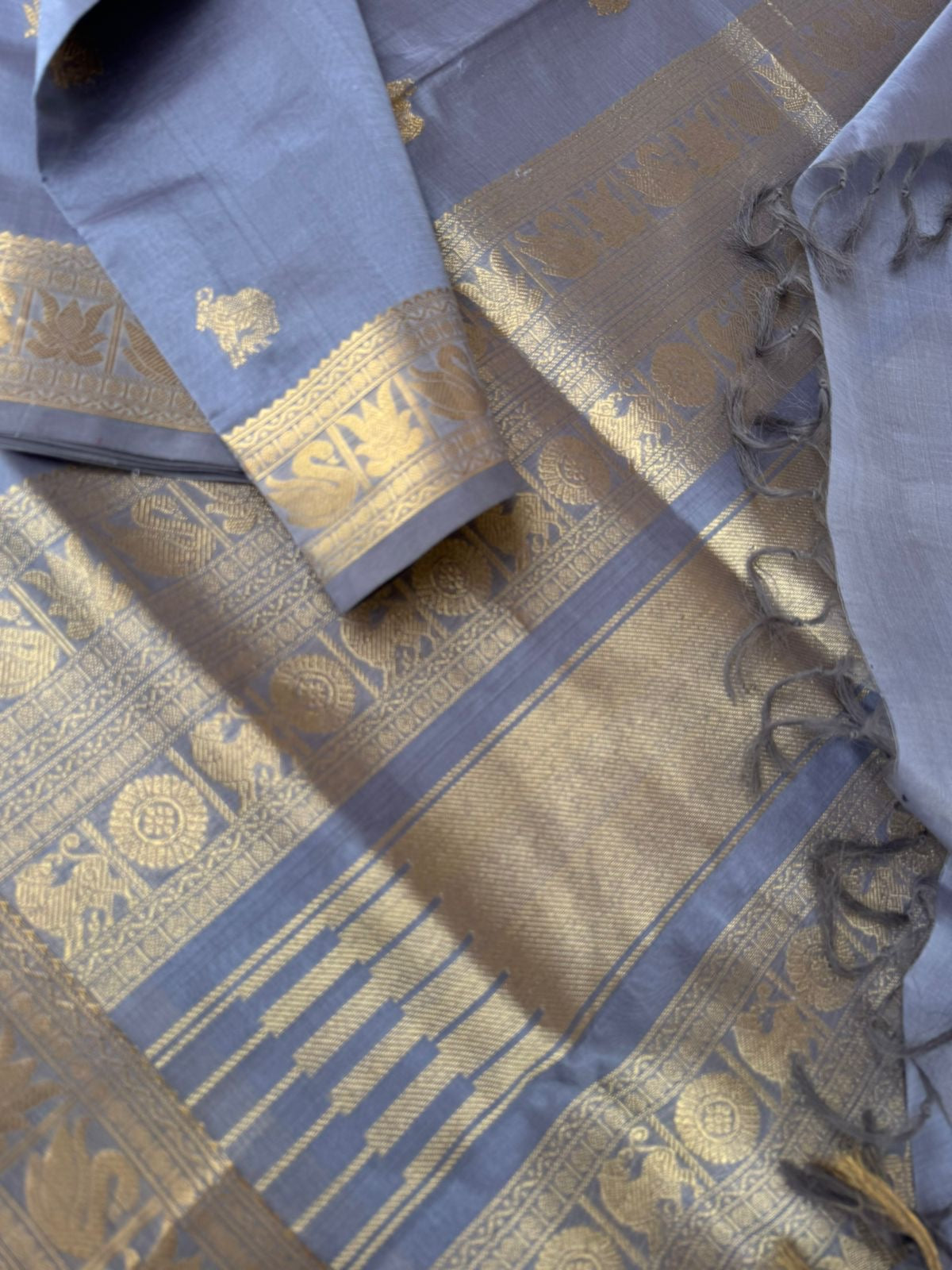 Zari Kissed Silk Cotton - silver grey