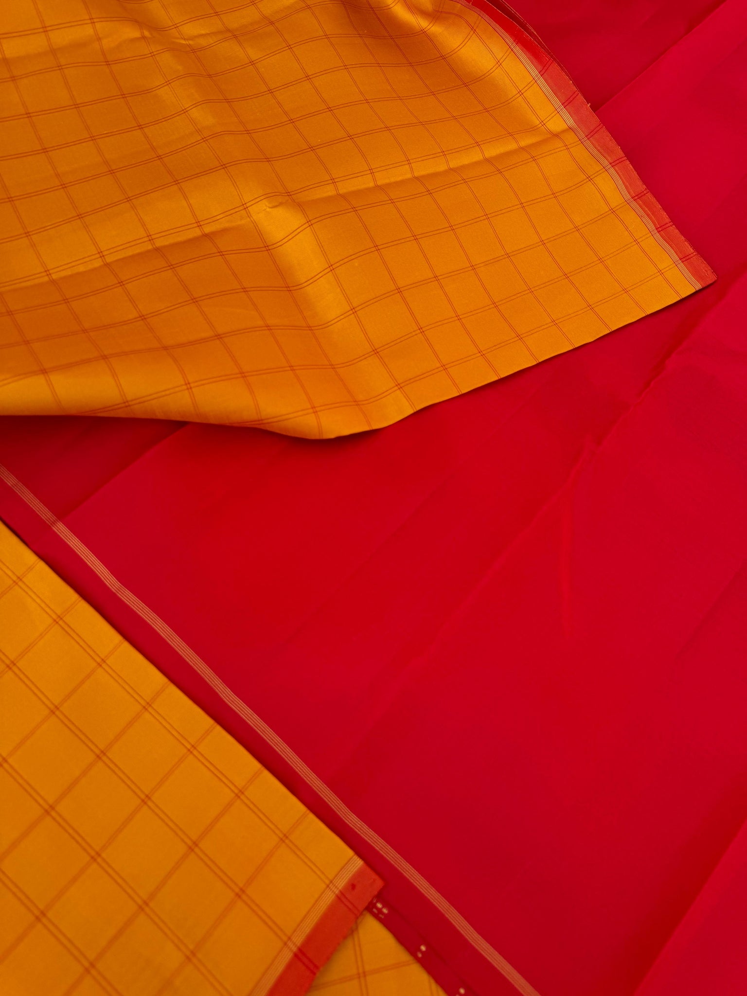 Kanchivaram Trunk - Every Day Essential Kanchivarams | Simple and yet elegant mustard and red chex