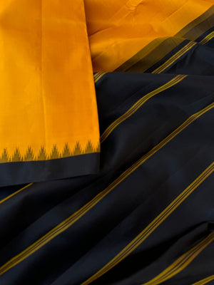 Bliss of Korvai Kanchivaram - stunning mustard and black for people who love small borders