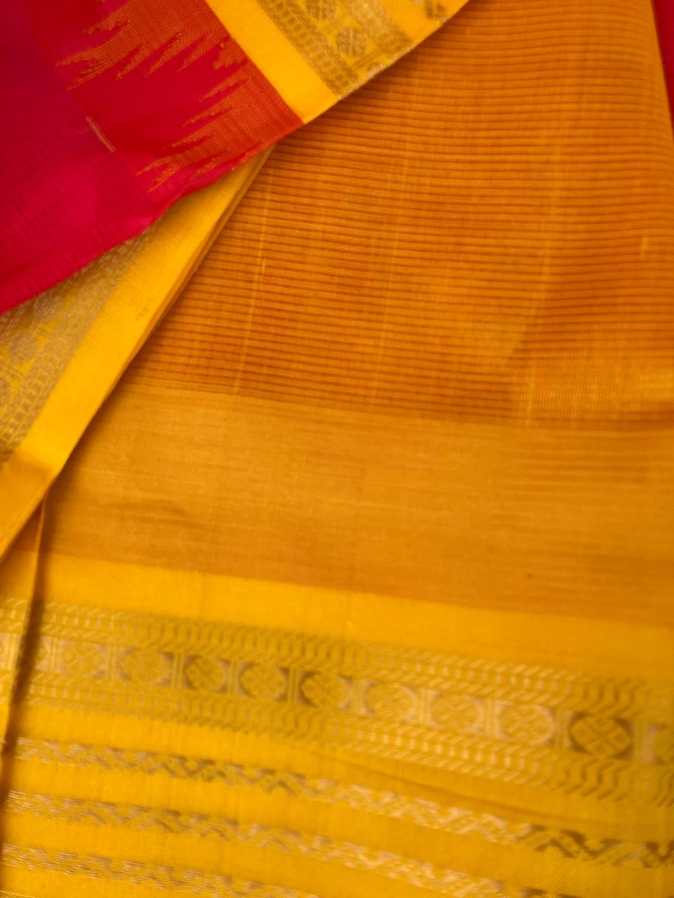 Korvai Silk Cotton - red and mustard