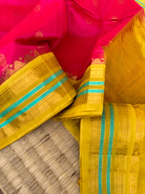 Korvai Silk Cotton - pink and sampanga