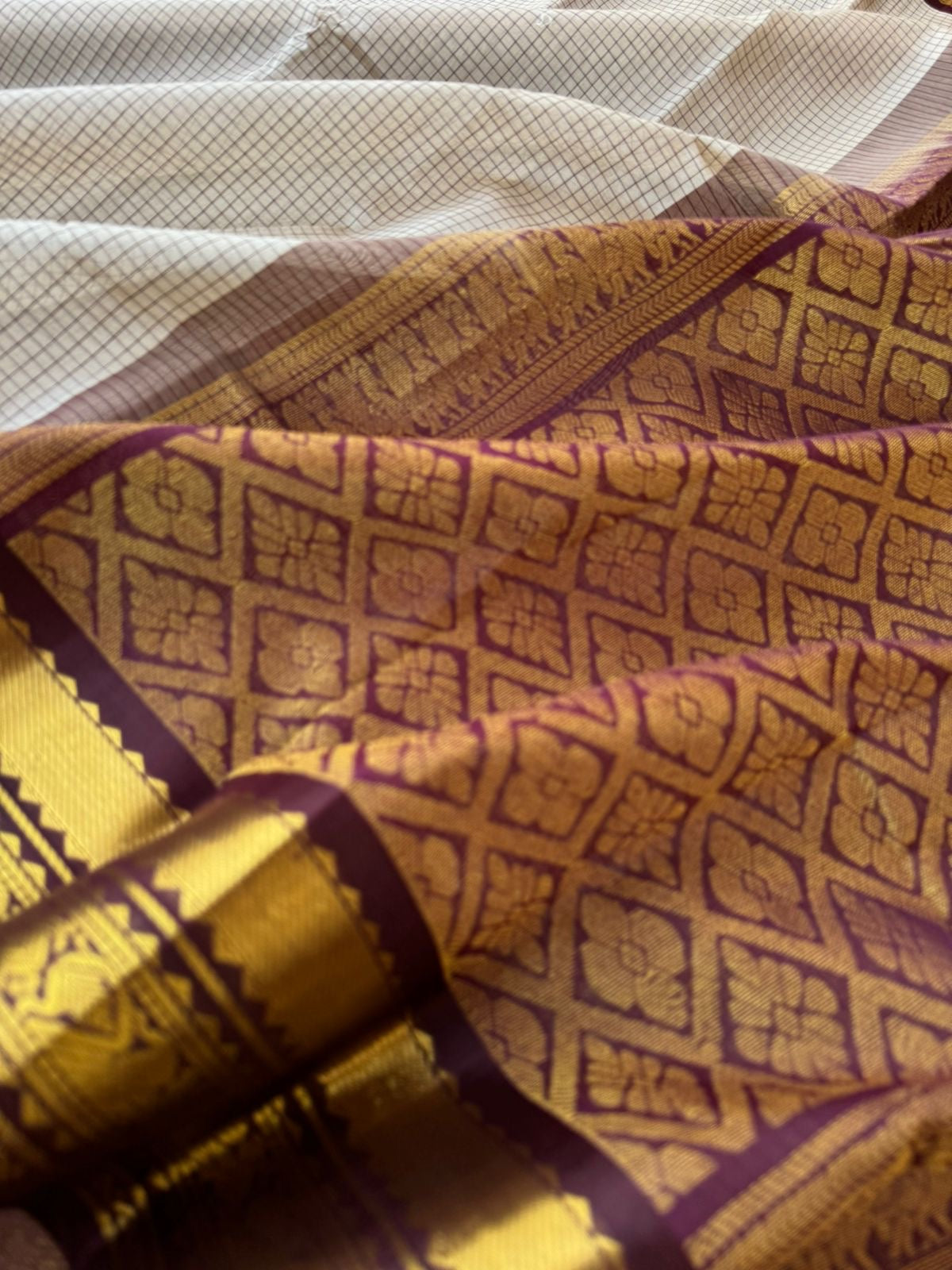 Korvai Silk Cotton - beige and coffee