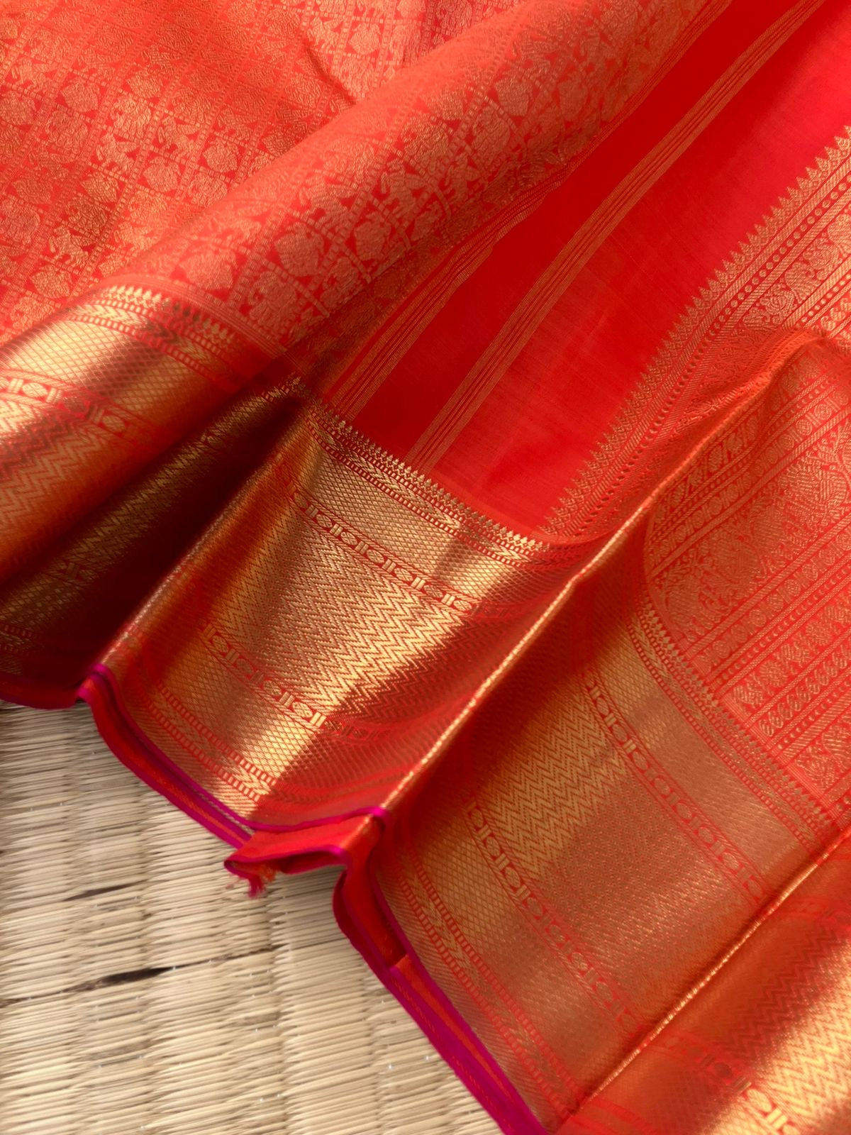 Seetha Kalayanam - The best of bridal Kanchivaram - orange and gold 20,000 woven buttas the gorgeous grandest saree