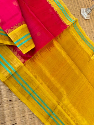 Korvai Silk Cotton - pink and sampanga