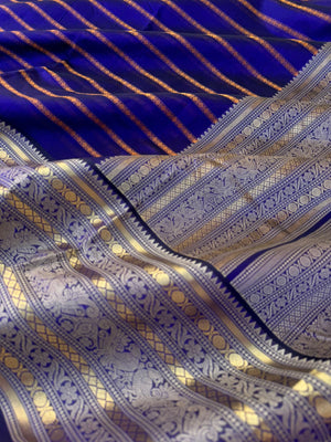 Woven Motifs Silk Cotton- blue veldhari